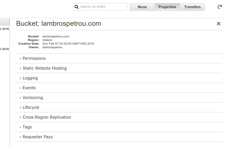 Amazon S3 - Bucket properties